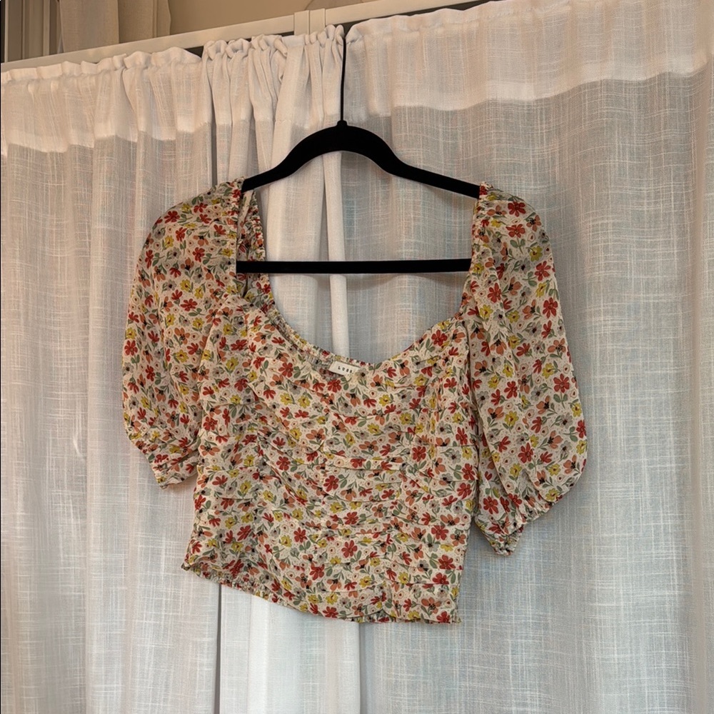 Lush Multicolor Floral Puff Sleeve Blouse